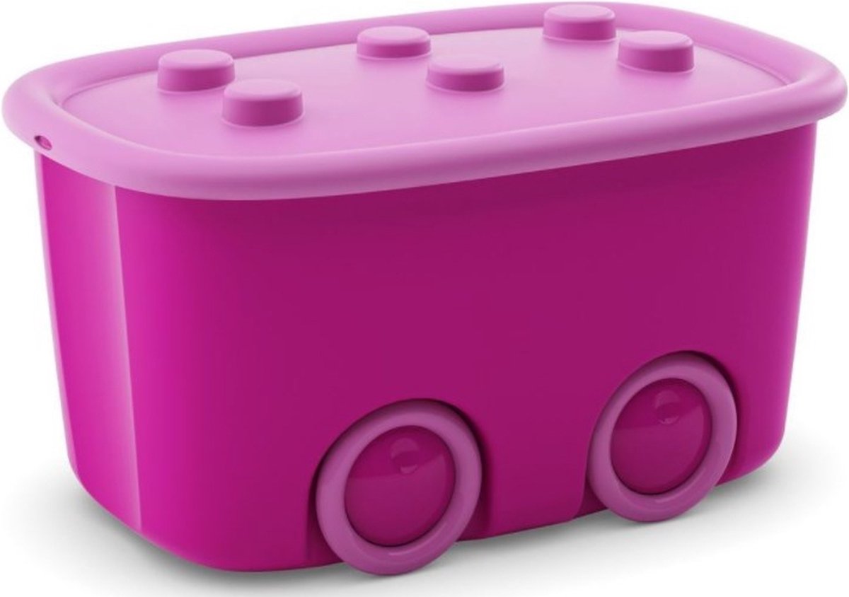 Doos met deksel en wielen Funny Box L KIS 58x39x32cm/46l