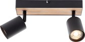 Brilliant Jello Wood - Plafondspot - 2xGU10 - Hout/Zwart