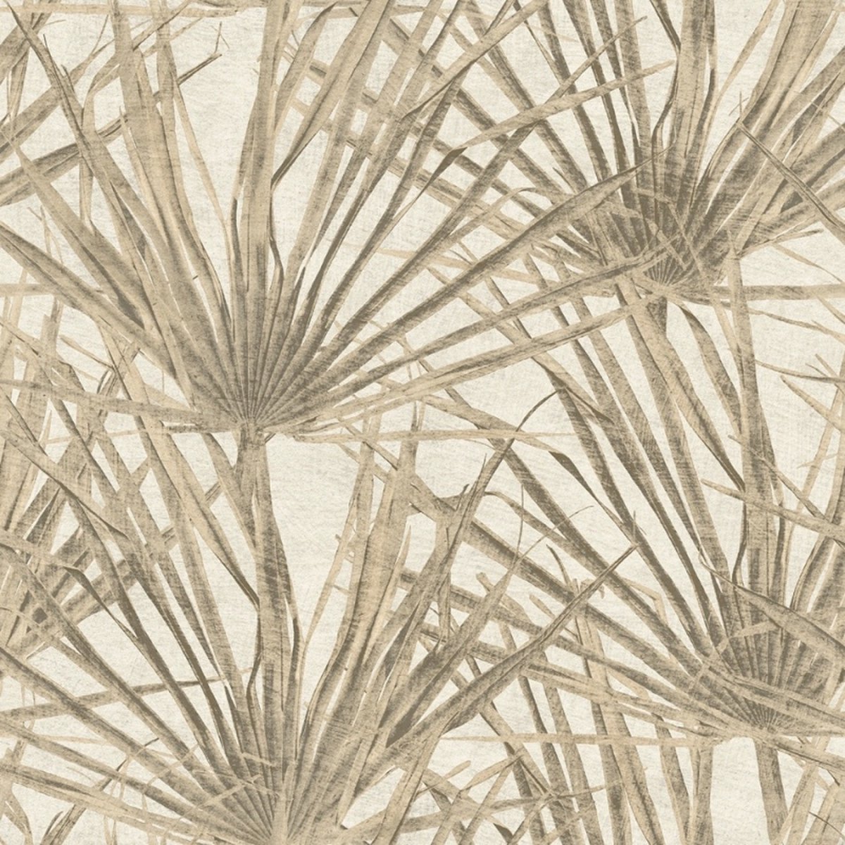 Herbarium - Vliesbehang - Palm Bladeren - Beige - Grijs - 10,05 x 0,53 M.