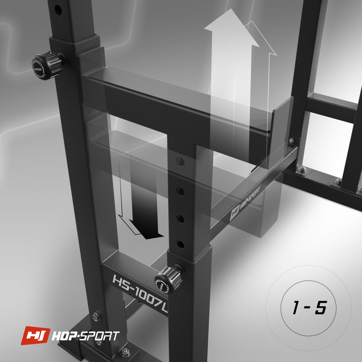 Hop-Sport HS-1007L : Support D'Haltères Réglable Ultra-Stable Pour Barres Longues – Squat Rack Jusqu'à 400 Kg, Parfait Pour Développé Couché Et Squats à Domicile