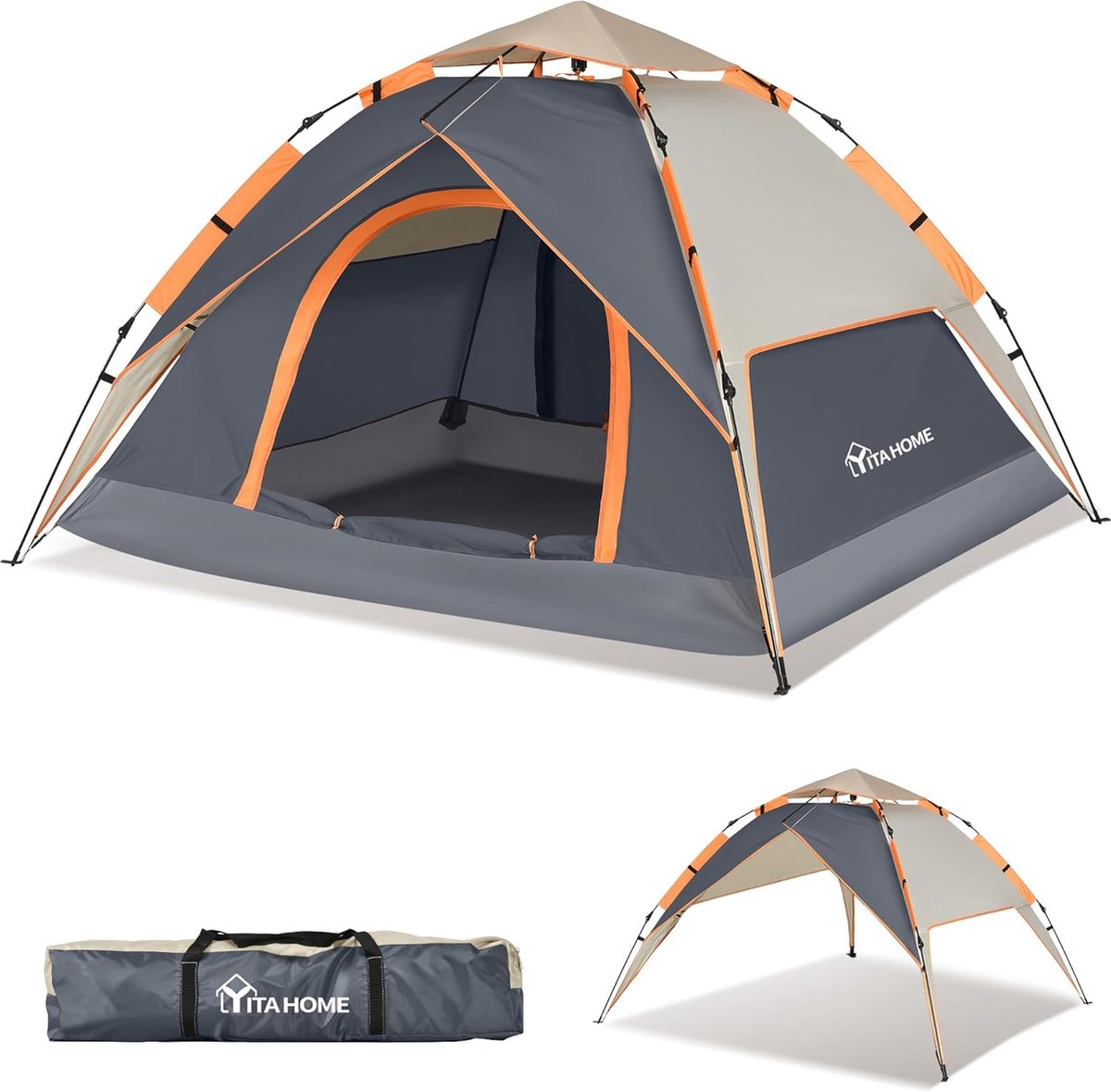 Campingtent, pop-up tent voor 2 personen, waterdicht, winddicht, 210D Oxford, scheurvast, draagbaar, ultralicht, voor kamperen, wandelen, backpacking