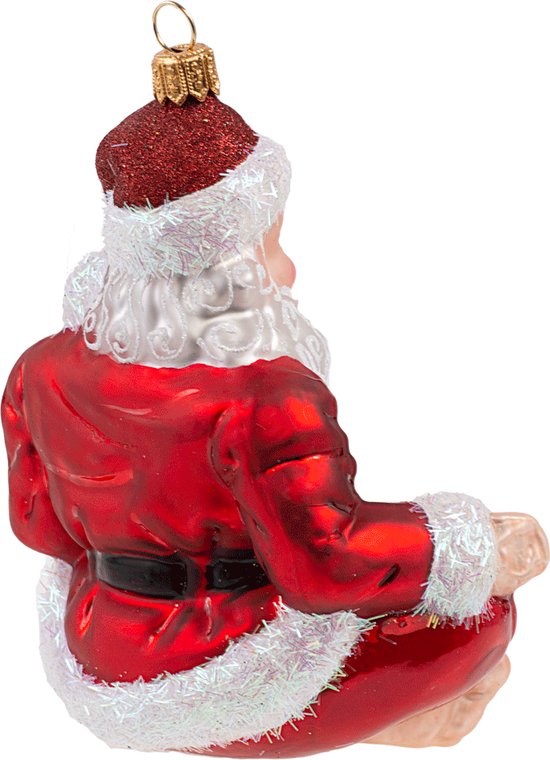 Viv! Home Luxuries Christmas Ornament - Santa Yoga - verre soufflé bouche - rouge - 10,5cm