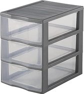 Bol.com SUNDIS Orgamix kunststof ladekast - 3 transparante laden - A5 formaat - stapelbaar - opbergen cosmetica sieraden - 255 c... aanbieding