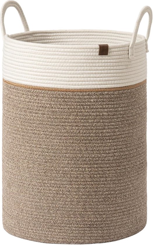 Wasmand, gevlochten met handvat, 60 liter, groot, opvouwbaar