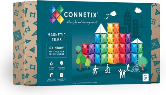 Foto: Connetix tiles rainbow rectangle pack 18 pc magneetblokken