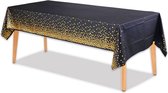 LUQ - Nappe de Luxe à Goud Zwart et dorés pour décoration d'anniversaire, chemin de table en plastique, nappe de Fête , taille XL