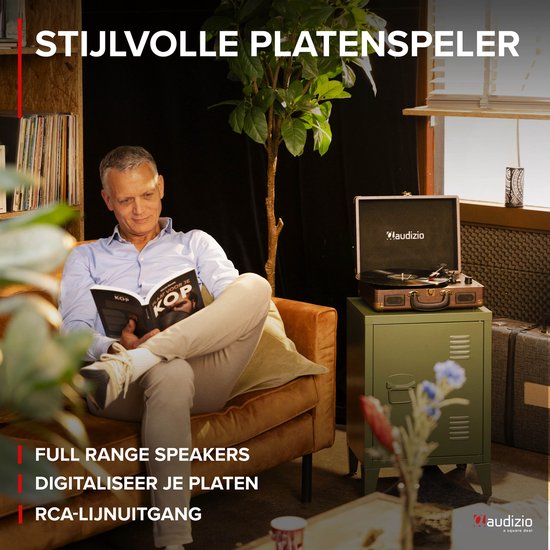 Retro platenspeler met speakers - Audizio RP114W - Model 2025 - met PC software - Houtlook — afbeelding 2