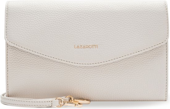 Lazarotti Cuir pochette sac à épaule bandoulière Bologna Leather Clutch Cream écru