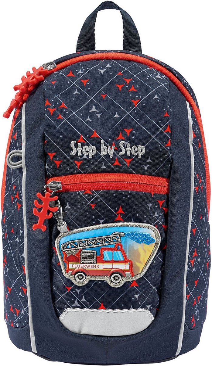 Step by Step Rugzak Kiga Mini Backpack 6L Fire Truck Finn Donkerblauw