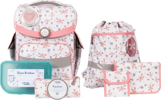 School-Mood Sac d'école Timeless Nordic Collection Schulranzen-Set 7 pièces Dragonfly Écru