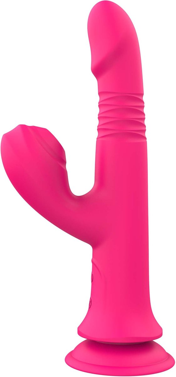 The Wave - Thruster Sucker - Stotende Vibrator met Zuignap en Clitoris Sucker - Roze