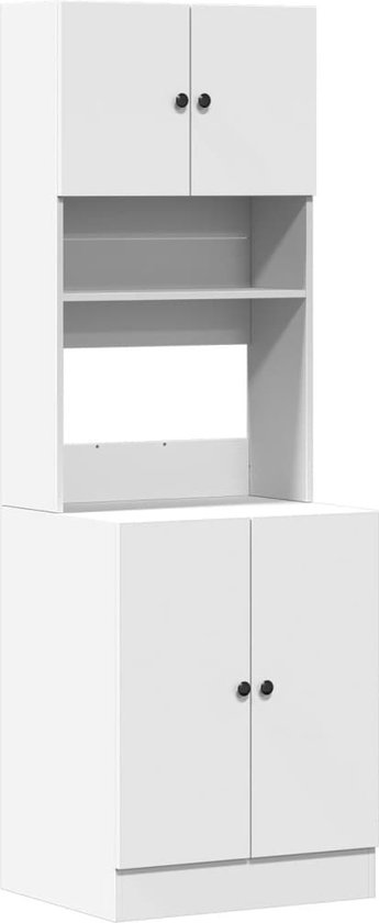 Armoire de cuisine blanche avec deux portes supérieures fermées et une porte inférieure fermée.