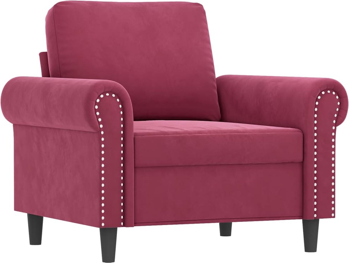 vidaXL Fauteuil - met - voetenbank - 60 - cm - fluweel - wijnrood