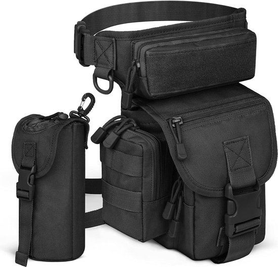 Huntvp Heuptas, riemtas, tactisch, militair, Molle, multifunctionele tas, waterdicht, voor heren en dames, voordelig, voor reizen, wandelen, sport, kamperen, trekking, fietsen, jagen (camo-M