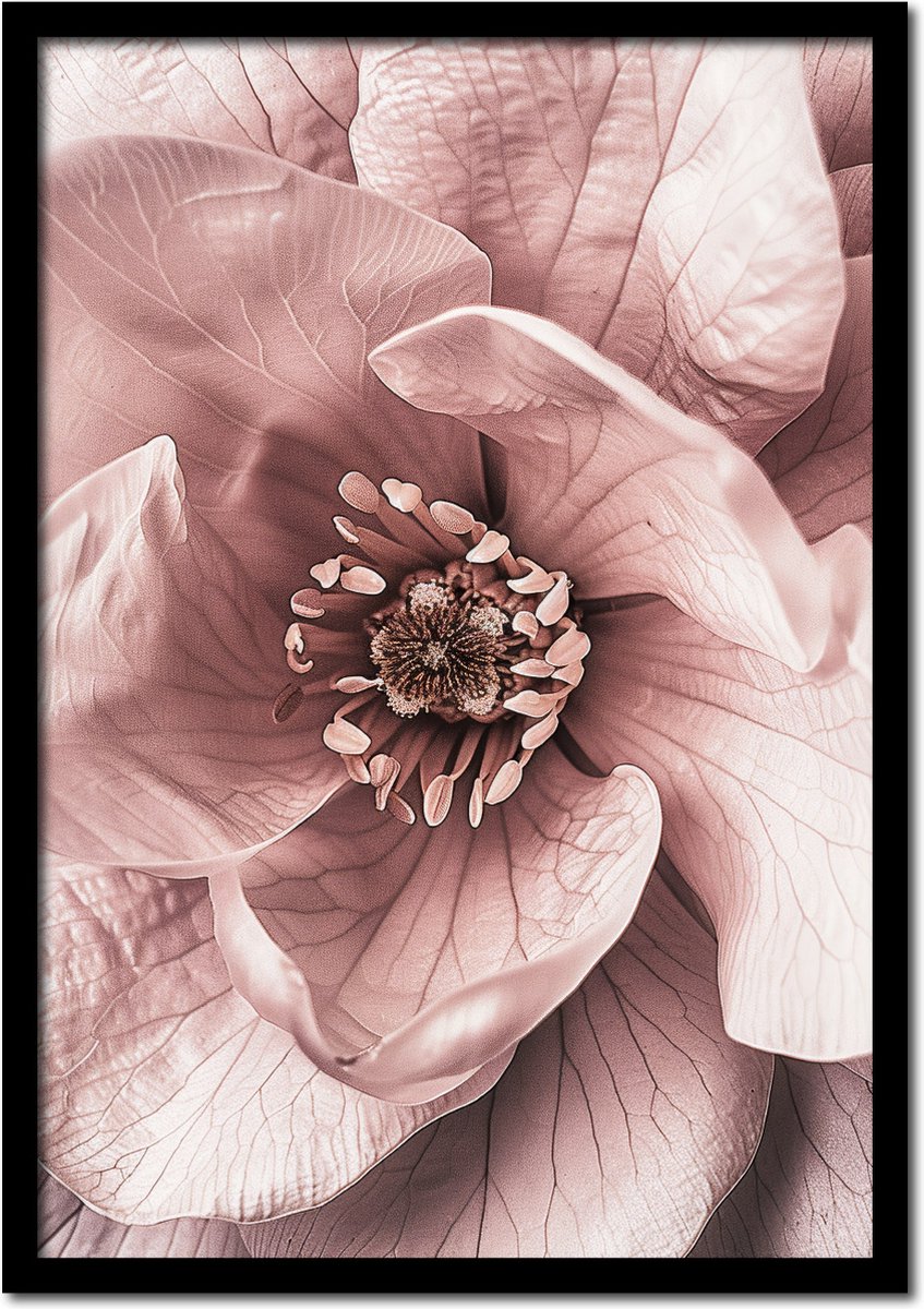 Plakkers Poster roze rozen - 50cm x 70cm - vintage - woonkamer - slaapkamer - bloemen posters - goedkoop - muurposter - natuur - wanddecoratie Full-colour