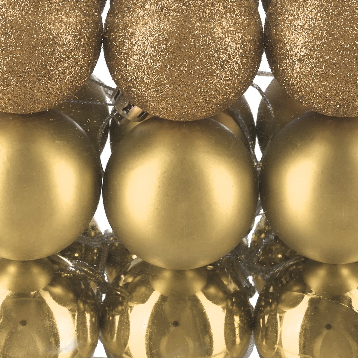 kerstballen - set van 150 - mat - glanzend - glitters - plastic - ∅ 3, 4, 6 cm - goud – foto 3