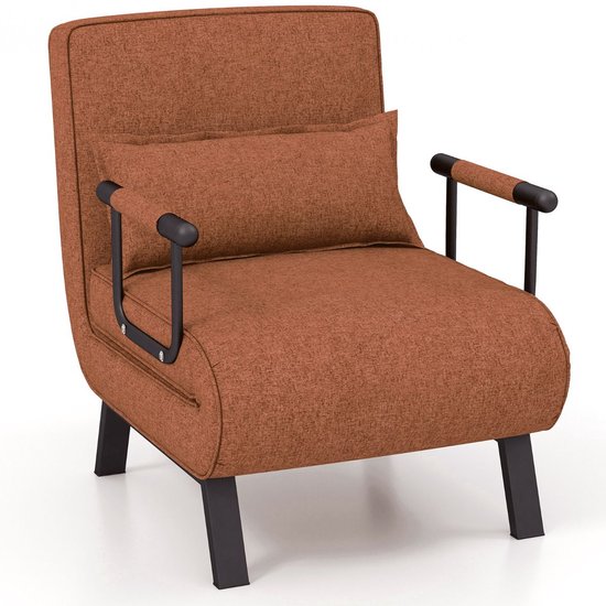 Trendmix 4-in-1 Uitklapbare Slaapstoel Belastbaar Tot 150 kg Bruin/Koffie - Inklapbare Slaapbank Met 6 Standen Verstelbare Rugleuning - Modern Design Logeerbed - Slaapfauteuil