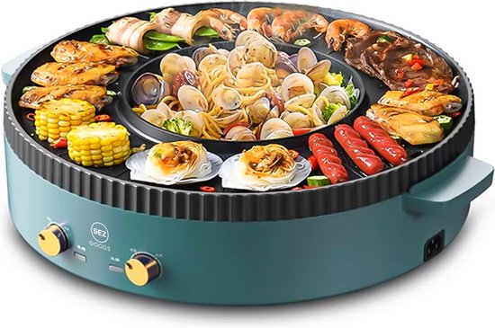 SEZGoods 2-in-1 Chinese Hotpot & Koreaanse BBQ - Partypan - Roestvrij staal — afbeelding 3