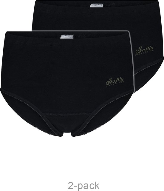 Beeren 2-pack Julia slip taille avec entrejambe en tissu-éponge Softly - Culotte taille haute en coton pour femmes - Sous-vêtements grand-mère - XL - Noir