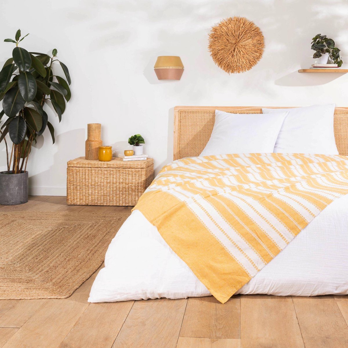 Jacquard geweven deken met strepen ABBY, 180 x 220 cm
