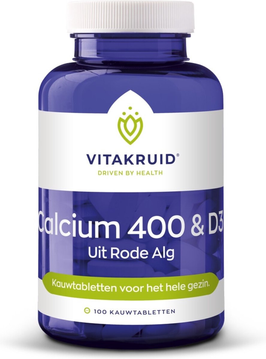 Vitakruid Calcium 400 & D3 uit Rode Alg - 2 x 90 kauwtabletten - Voordeelverpakking