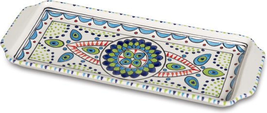 Bol à gâteau Pavo bol de service fait main 35 x 14 cm vert paon bleu | CP.PA.30 | Plats & Déco