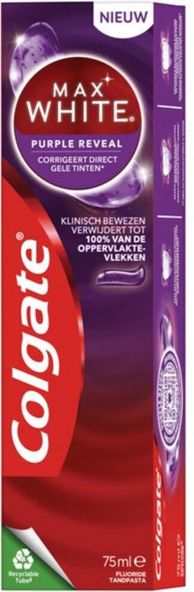 Colgate Dentifrice Max White Purple Reveal, 75 ml