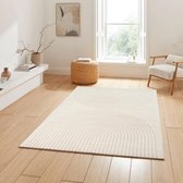 Flycarpets Laagpolig Medea Theora - Japandi Halve Cirkels Vloerkleed - creme - 120x160 cm