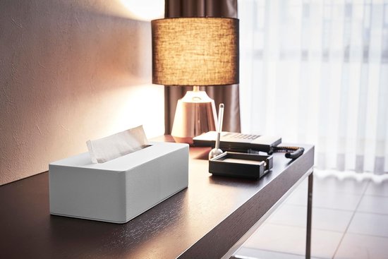 Yamazaki Tower Klebehaken-Taschentuchbox Weiß - Wandmontierte Tissue Box 26.2x13.2cm