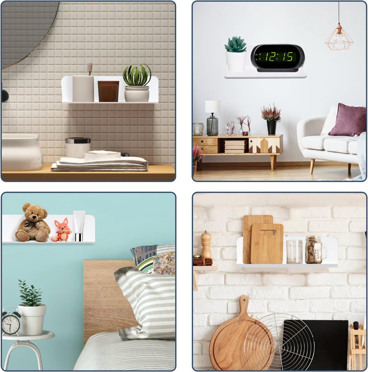Afuly wandrek, houten plank, boho, decoratie, muur, macramé, wanddecoratie, balkon, hangende plank, badkamer, camping, caravan, woonkamer, handgeweven zwevende plank
