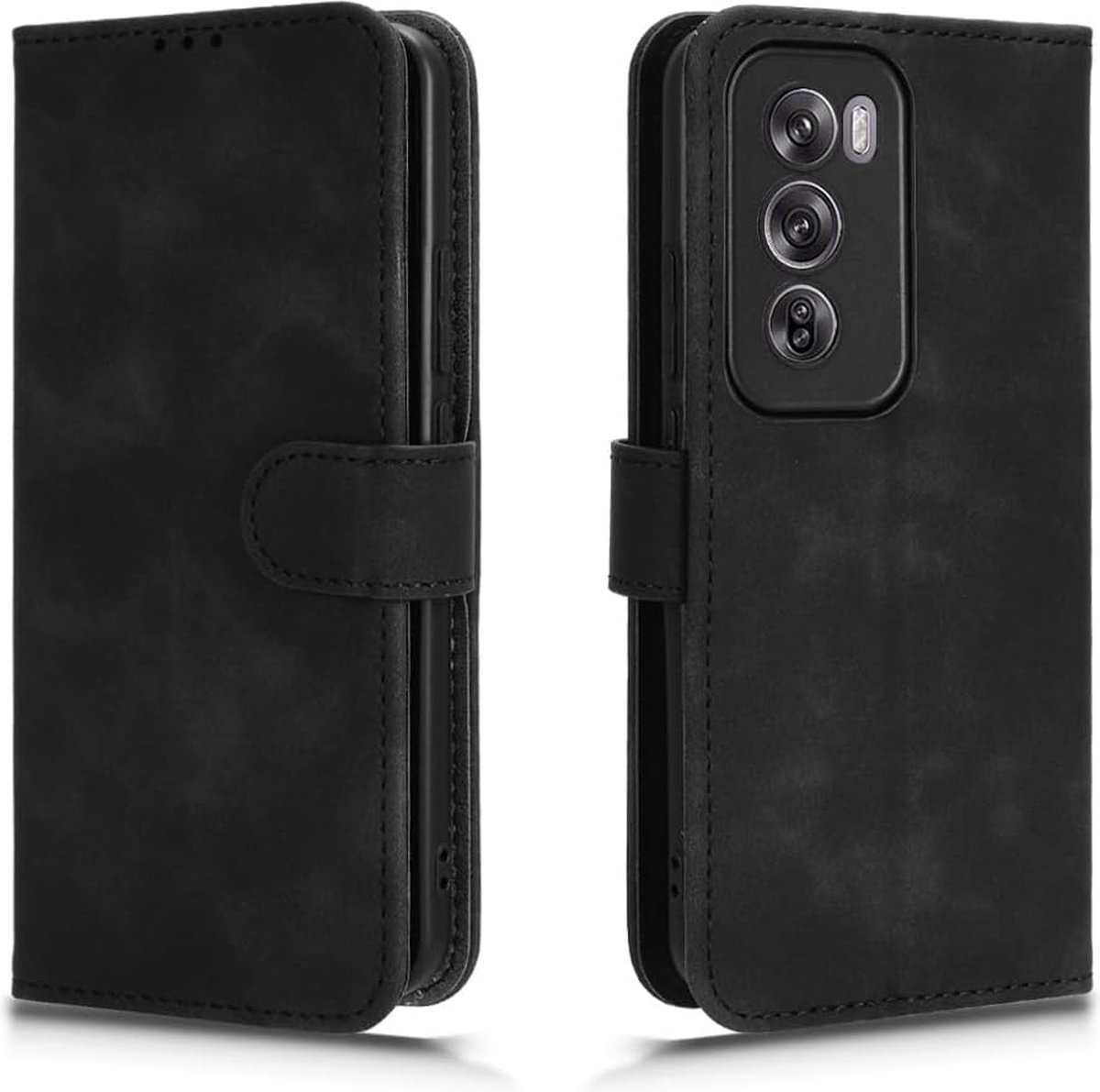 Geschikt voor Oppo Reno 12 5G - Shockproof Book Case Hoesje - Zwart