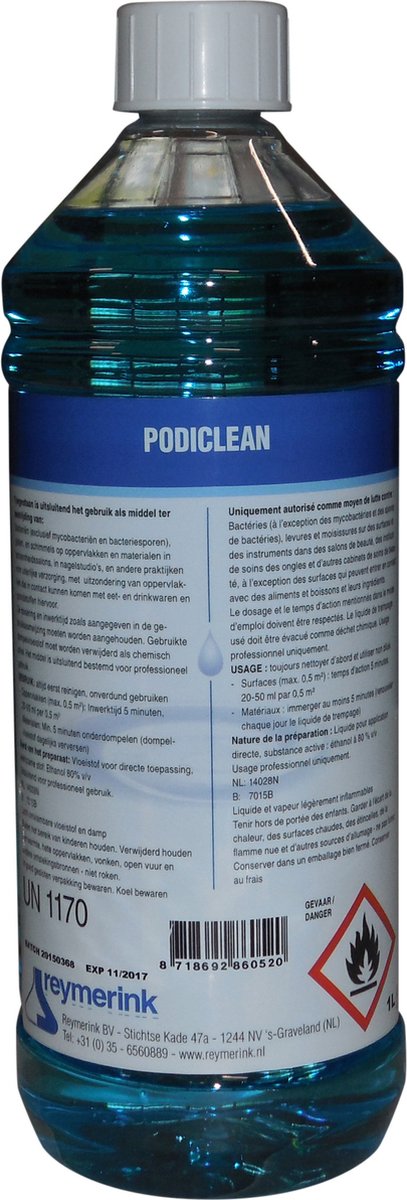 Reymerink - Podiclean EXP 1l | Desinfectie voor PMU, Tattoo, Beauty, Styliste, Kapper Studio & Laser Salon Huisarts Tandarts Praktijk | Laserkliniek | Desinfectiemiddel | Desinfectiespray | Pure Alcohol | Tatoeage Praktijk Schoonmaak