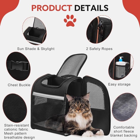 Galatée Huisdierrugzak, comfortabele en ademende kattenrugzak