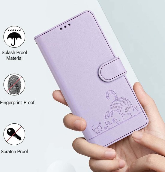 Convient pour Oppo Reno 12 Pro 5G - Étui portefeuille en cuir magnétique - Porte-cartes - Book Case - Violet