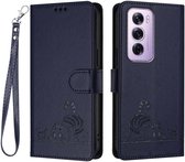 Convient pour Oppo Reno 12 Pro 5G - Étui portefeuille en cuir magnétique - Porte-cartes - Book Case - Bleu foncé
