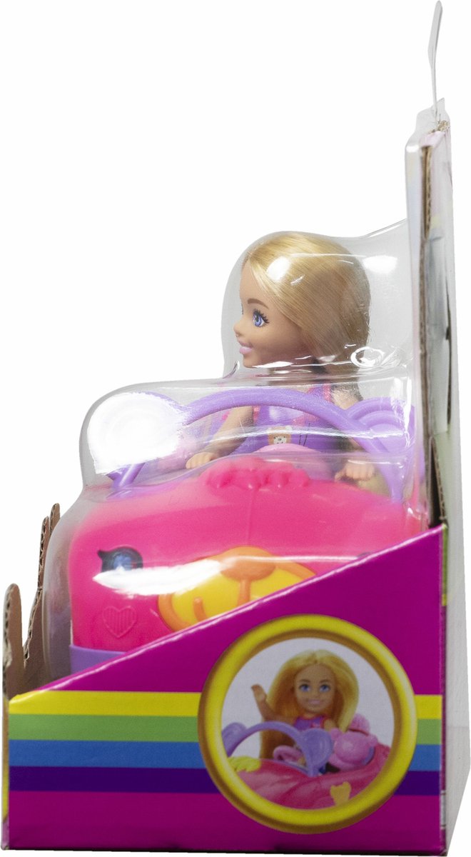 Mattel Barbie Chelsea speelgoedauto met teddybeer en pop - roze. — afbeelding 4