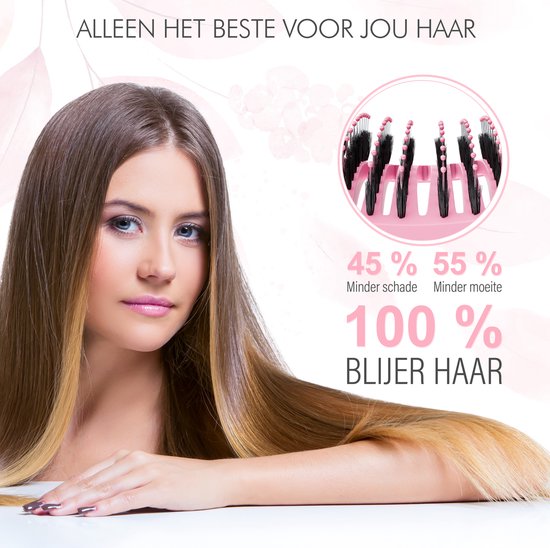 Brosse à cheveux perméable à Ventilation incurvée Moonie's - Brosse à cheveux anti-emmêlement - Rose - Brosse démêlante - Brosse ventilée incurvée - Pink