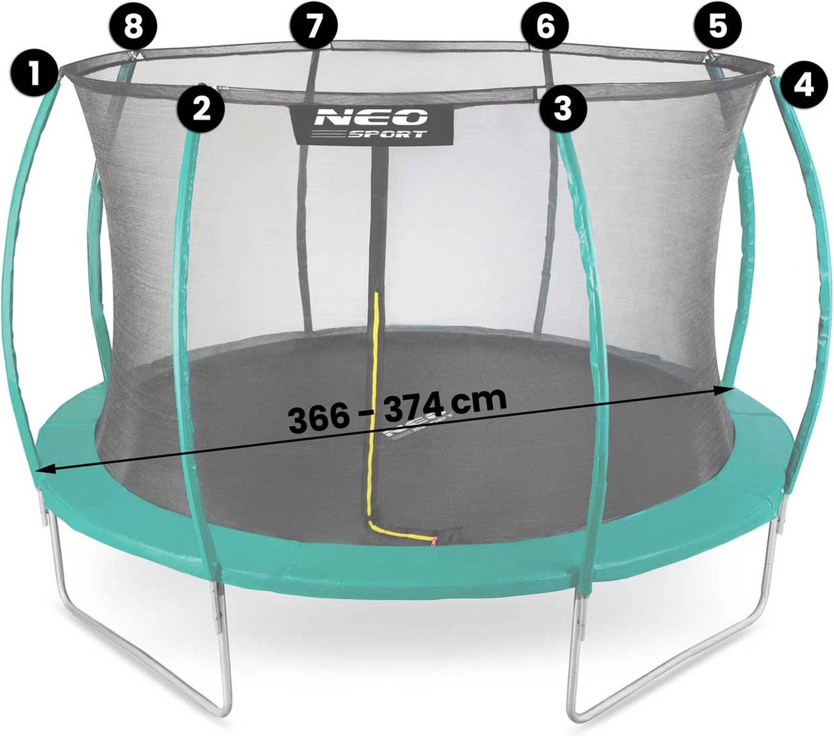 Binnennet voor 374 cm 12ft Neo-Sport trampolines