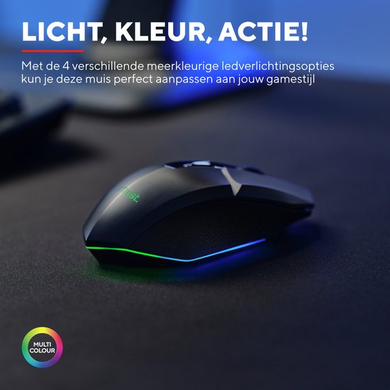 Trust GXT 110 Felox - Draadloze Gaming Muis - Verlichting - 4800DPI - Zwart