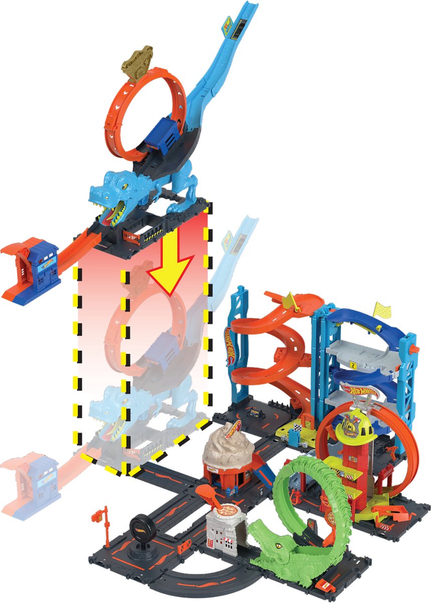 Circuit et véhicule Hot Wheels City L'Attaque du T-Rex Cofet