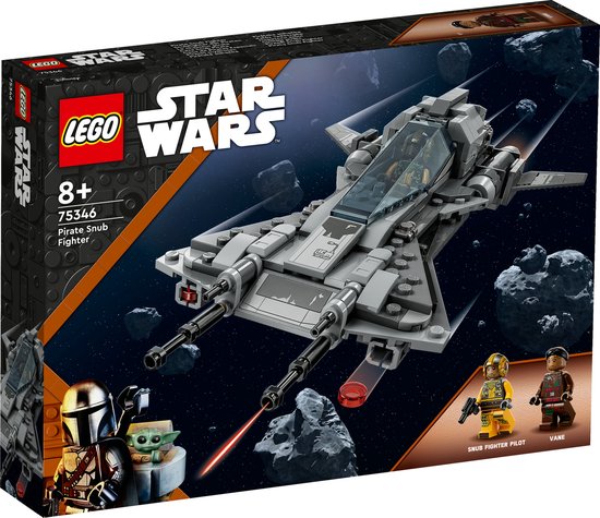 De LEGO Star Wars Pirate Snub Fighter, met twee minifiguren: een Snub Fighter Pilot en Vane.
