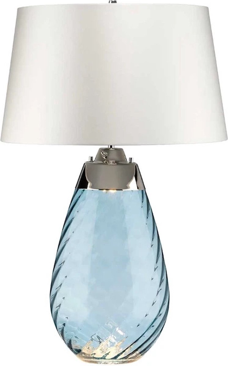 Elstead Lighting LED Tafellamp Lena - Blue | E27 60W 3000K 620Lm 830 | Blue-tinted Glass / Off-White Shade