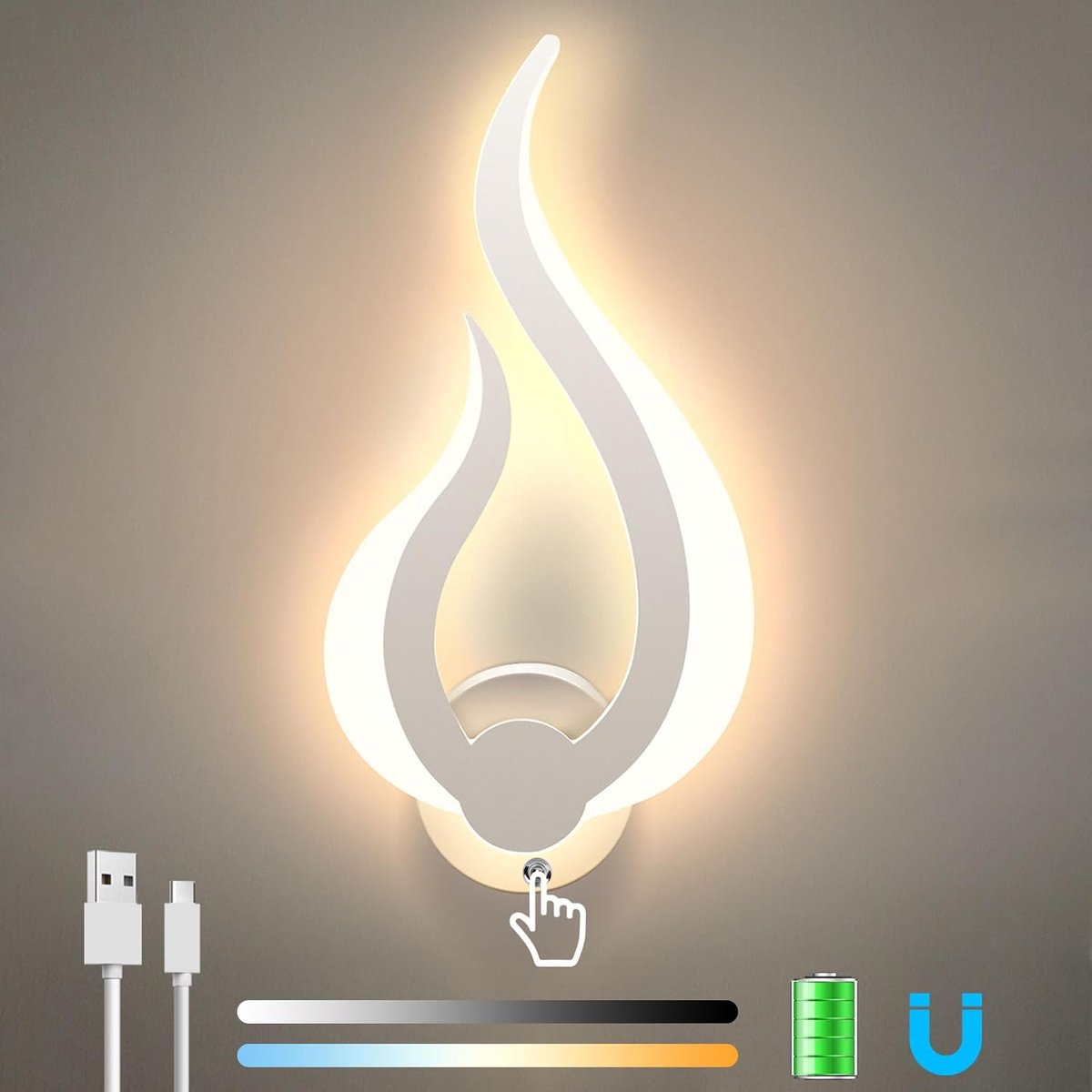 Solacis Wandlamp oplaadbaar - Wandlamp - Wandlamp oplaadbaar binnen - Wandlamp binnen - Must have voor in uw woning!