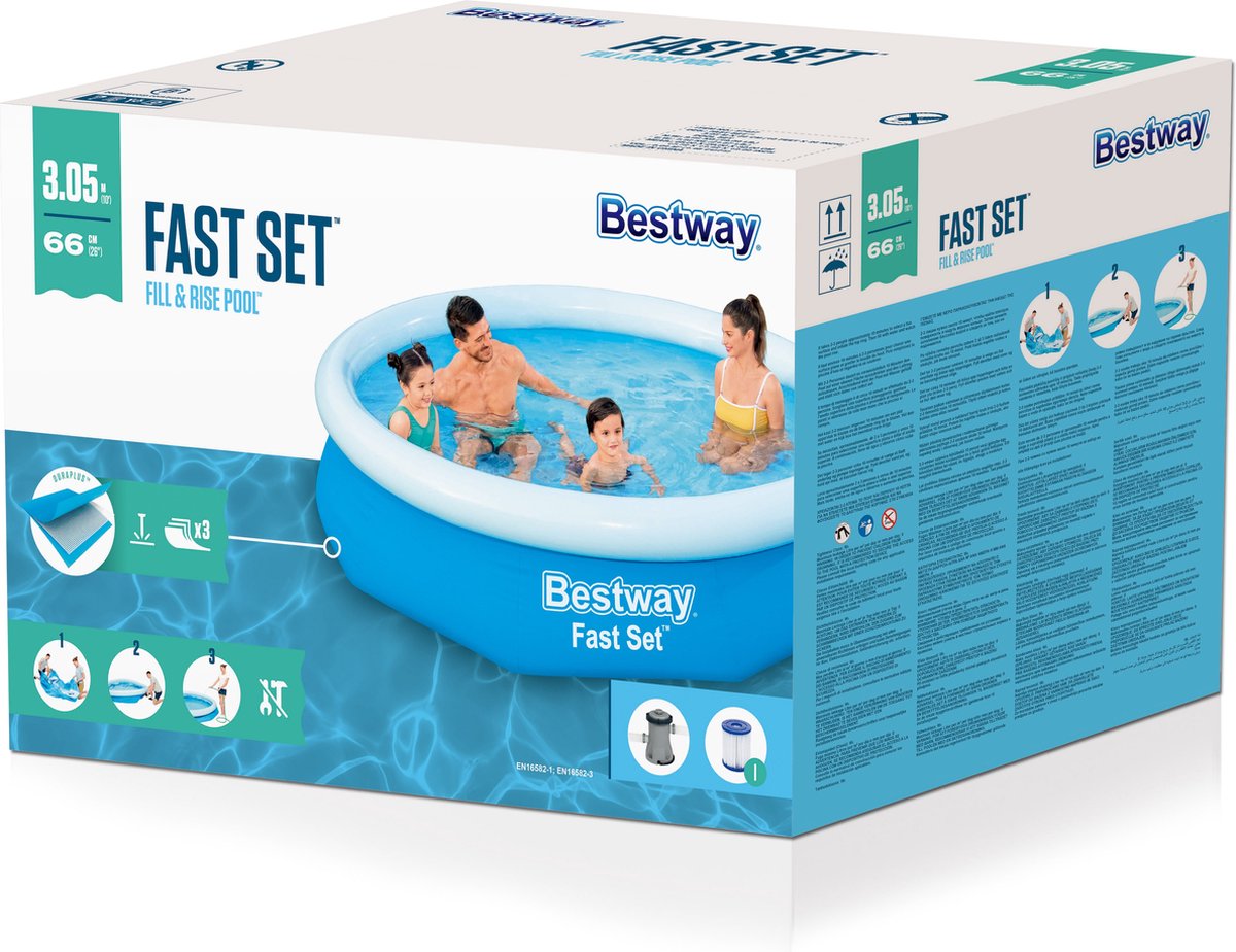 Bestway Fast Set inflatable pool with filter pump - Ø 305 x 66 cm