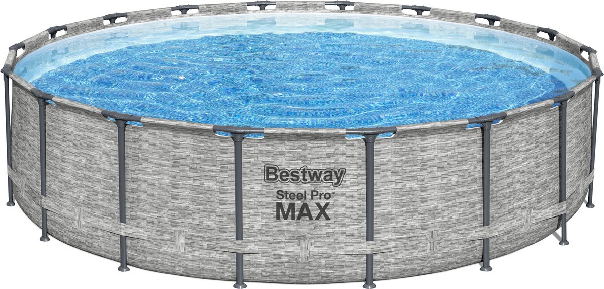 Bestway - Steel Pro MAX - Opzetzwembad inclusief filterpomp - 549x122 cm - Steenprint - Rond — afbeelding 4