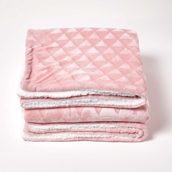 Homescapes Plaid polaire Rose et revers sherpa, 160 x 200 cm