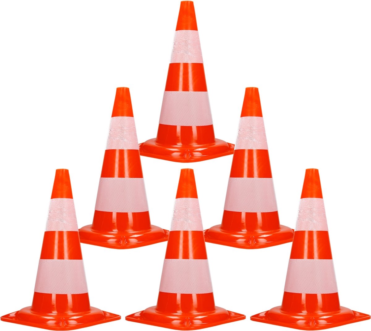 Set van 6 verkeerskegels waarschuwingskegels verkeerskegels 47 cm oranje/wit