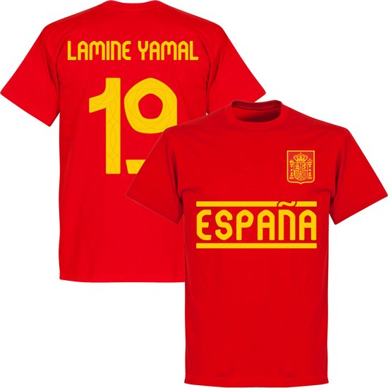 Spanje 2024 Lamine Yamal 19 Team T-Shirt - Rood - M