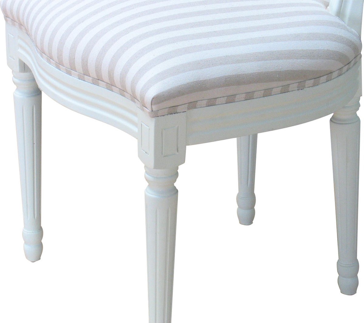 Barok eetkamerstoel creme met beige stof Rococo