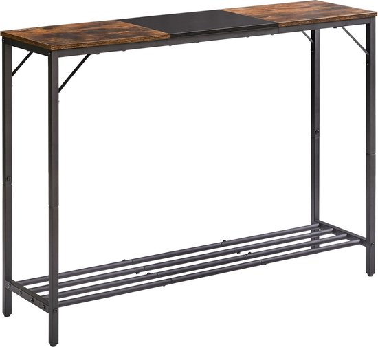 Tribesigns Consoletafel, 105 cm industriële 6-laags sofatafel, ingangstafel met cirkelbasis, smalle houten accenttafels met opbergplanken voor woonkamer, hal, foyer, rustiek bruin